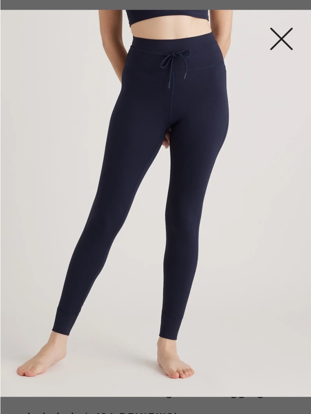 Quince Navy High-Waist Drawstring Leggings